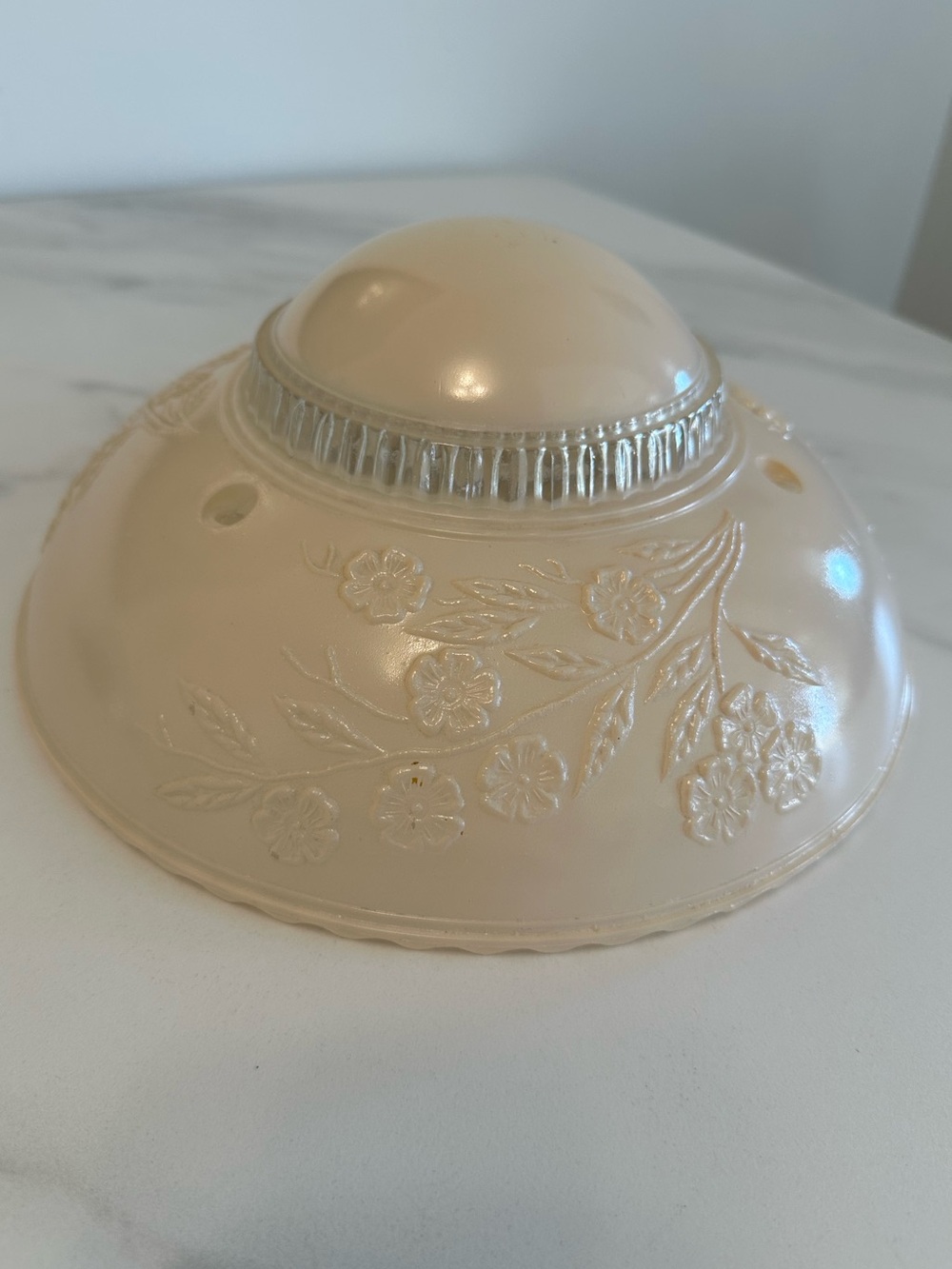 Antique Soft Pink Pressed Glass Textured Floral Hanging Ceiling Light Shade